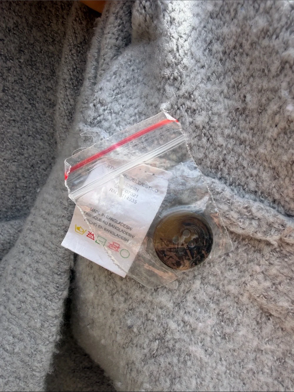RDI Light Grey Button-Up Terry Sweater
